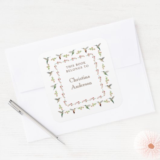  Hummingbird Bookplate スクエアシール (封筒)