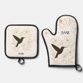 Hummingbird Botanical Personalized Kitchen 鍋つかみ&鍋敷きセット (正面)