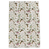 Hummingbird Butterfly Garden Flowers Botanical ミディアムペーパーバッグ (正面)