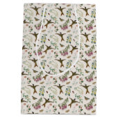 Hummingbird Butterfly Garden Flowers Botanical ミディアムペーパーバッグ (裏面)