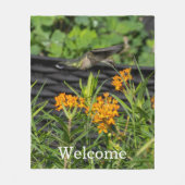 Hummingbird & Butterfly Weed Floral  フリースブランケット (正面)