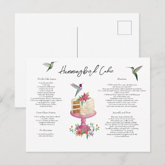 Hummingbird Cake Recipe ポストカード (正面/裏面)