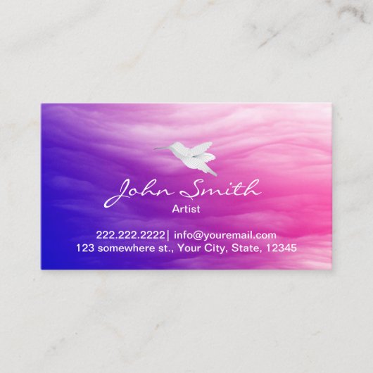 Hummingbird & Clouds Artistカラフル名刺 名刺 (正面)