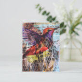 Hummingbird don't apologize for caring mixed media ポストカード (スタンド正面)