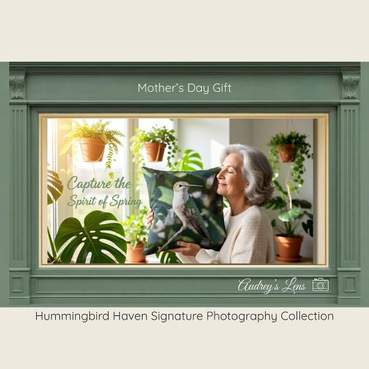 Hummingbird Fine Art Gift for Mom | Throw Pillow  クッション