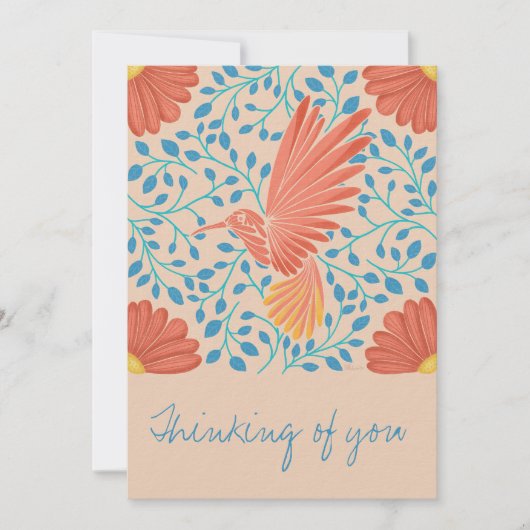 Hummingbird Floral Art Print 招待状 (正面)