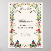 Hummingbird Floral Garden Baby Shower Welcome ポスター (正面)