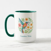 Hummingbird Floral Garden Botanical Art マグカップ (左)