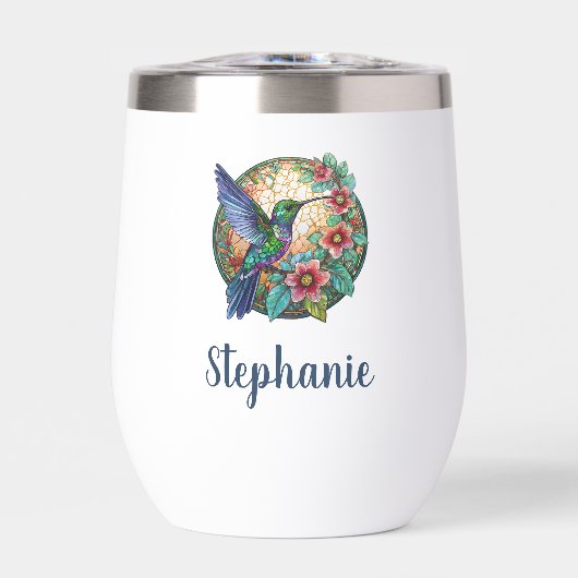 Hummingbird Floral Insulated Wine Tumbler (正面)