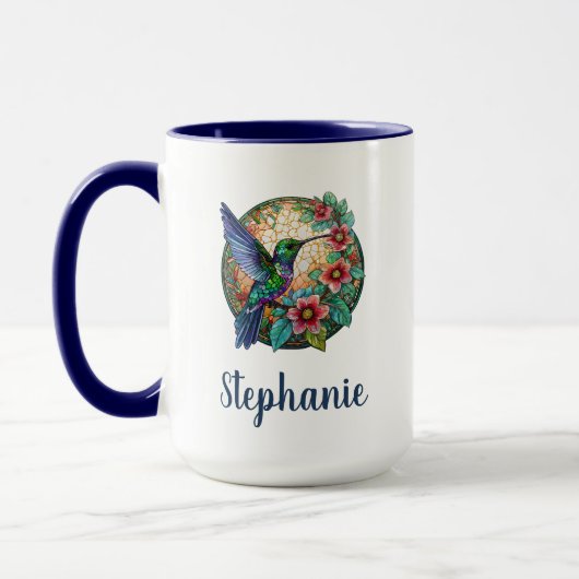 Hummingbird Floral Personalized Coffee Mug マグカップ (左)