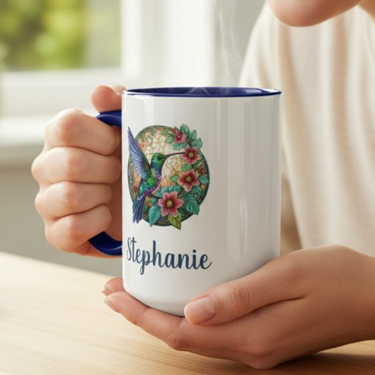 Hummingbird Floral Personalized Coffee Mug マグカップ