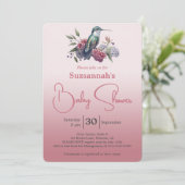 Hummingbird & Flowers Burgundy Ombre Baby Shower 招待状 (スタンド正面)