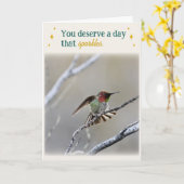 Hummingbird Folded Birthday Card カード (黄色い花)