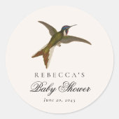 Hummingbird Garden Floral Baby Shower ラウンドシール (正面)