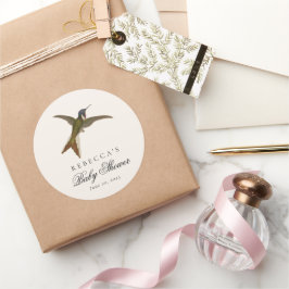 Hummingbird Garden Floral Baby Shower ラウンドシール