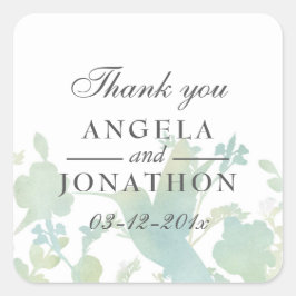 Hummingbird Garden Water Color 結婚's Thank You スクエアシール