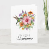 Hummingbird Garden Watercolor サンキューカード (正面)