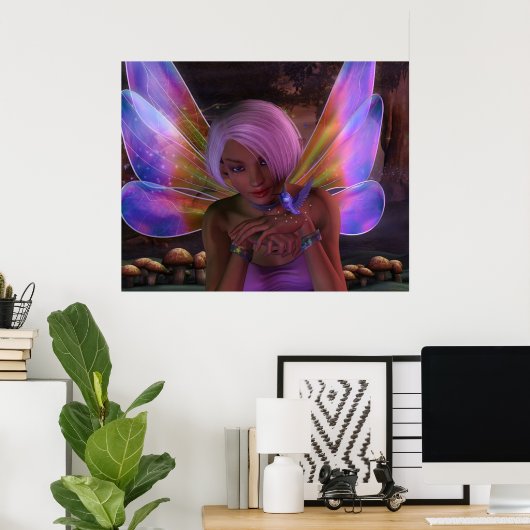 Hummingbird Guardian Fairy Fantasy Art ポスター (ホームオフィス)