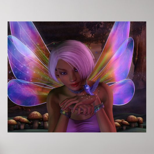 Hummingbird Guardian Fairy Fantasy Art ポスター (正面)