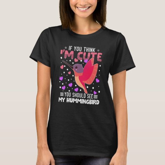 Hummingbird Heart Valentine's Day Animal For Women Tシャツ (正面)