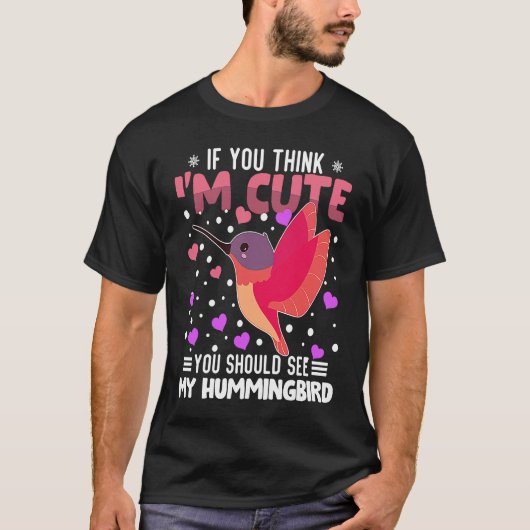 Hummingbird Heart Valentine's Day Animal For Women Tシャツ (正面)