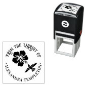 Hummingbird Hibiscus B Round Library図書名 セルフインキングスタンプ (インサイチュ)