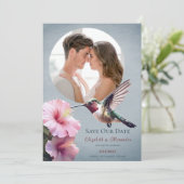 Hummingbird & Hibiscus Photo Save the Date |青 案内状 (スタンド正面)