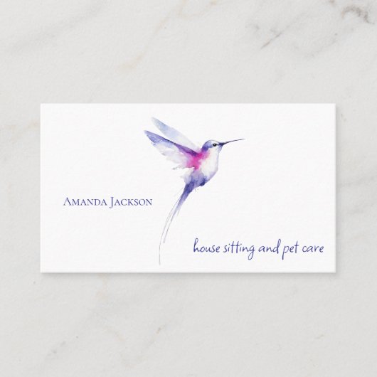 Hummingbird House Sitting Pet Sitting Cards 名刺 (正面)