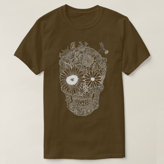 Hummingbird human head skeleton Art Tシャツ (デザイン正面)