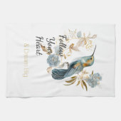 Hummingbird Hydrangea Flowers キッチンタオル (横)