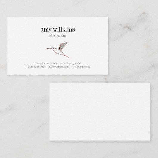 Hummingbird illustration feminine artistic card 名刺 (正面/裏面)