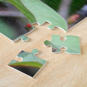 Hummingbird in flight赤い花 ジグソーパズル (側面)