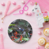 Hummingbird in flight赤い花 ペーパープレート (パーティー)