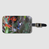 Hummingbird in Flight and Red Flowers ラゲッジタグ (正面横)