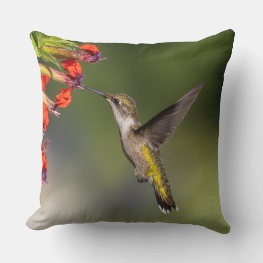 Hummingbird In Flight Gift for Mom | Throw Pillow クッション (正面)