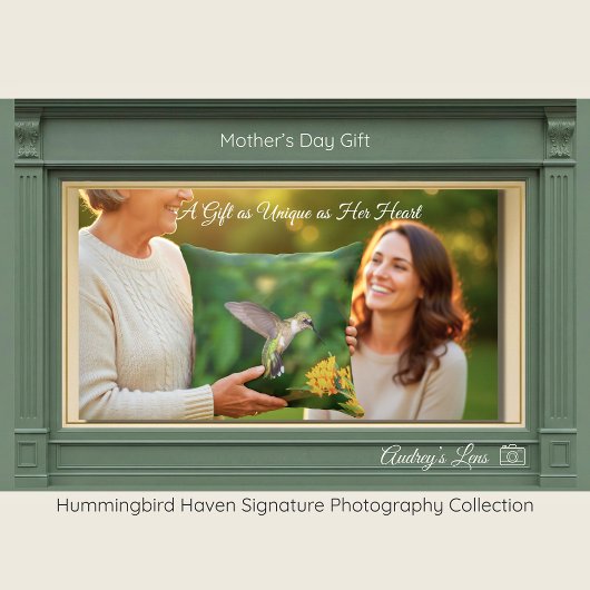 Hummingbird & Lantana Gift for Mom | Throw Pillow  クッション