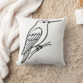 Hummingbird Line Art – Bird Illustration クッション (ブランケット)