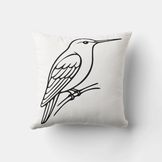 Hummingbird Line Art – Bird Illustration クッション (裏面)