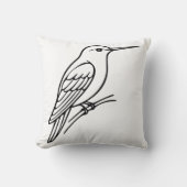 Hummingbird Line Art – Bird Illustration クッション (正面)