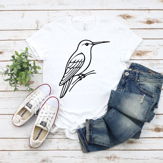Hummingbird Line Art – Bird Illustration Tシャツ