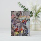 Hummingbird mixed media collage in progress ポストカード (スタンド正面)