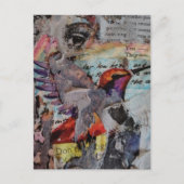 Hummingbird mixed media collage in progress ポストカード (正面)