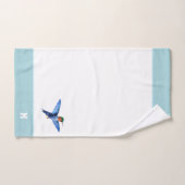 Hummingbird & Monogram on Light Blue & White バスタオルセット (ハンドタオル)