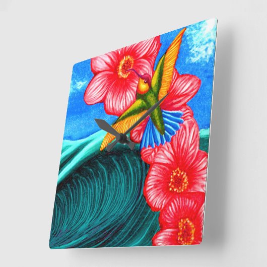 Hummingbird Ocean スクエア壁時計 (傾斜)