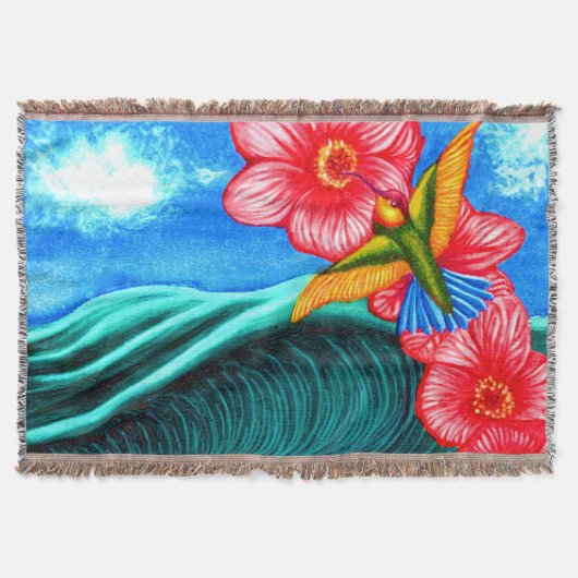 Hummingbird Ocean スローブランケット (正面)