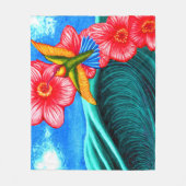 Hummingbird Ocean フリースブランケット (正面)