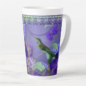 Hummingbird on purple crystal and lace back with l カフェラテマグ (右アングル)