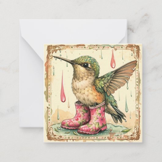 Hummingbird Orchestra in the Rain:メロディーを送る ノートカード (正面)