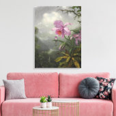 Hummingbird Perched on an Orchid Plant by MJ Heade キャンバスプリント (インサイチュ (リビング))