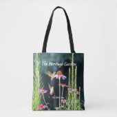 Hummingbird & Pink Coneflower Botanical Tote トートバッグ (正面)